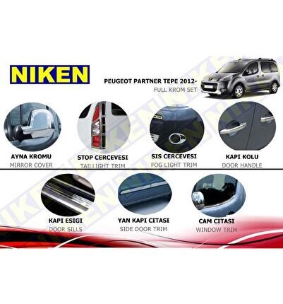 Peugeot partner tepe komple krom nikelaj kaplama seti 2012+