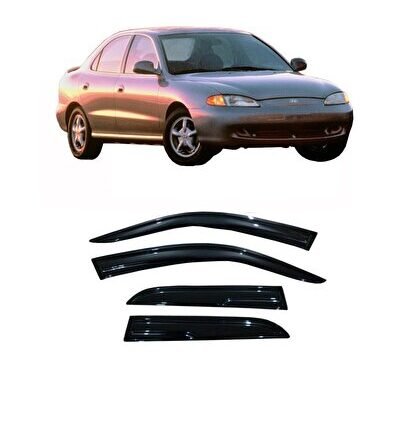 Hyundai Elantra 1996-2000 Kasa Uyumlu Cam Rüzgarlığı 4 Parça Parlak Siyah