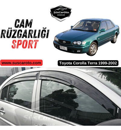 Toyota Corolla Terra 1999-2002 Uyumlu Mugen Cam Rüzgarlığı Seti Piano Black 4'lü İthal Parlak Siyah