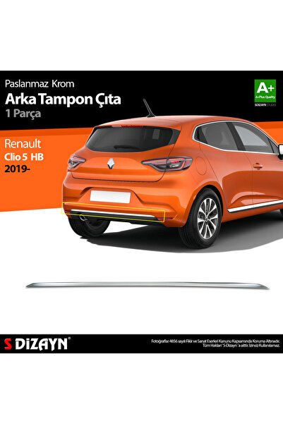 1_org_zoom-6843.jpg S-Dizayn Renault Clio 5 Krom Arka Tampon Çıtası 2019-2023 7027230 - Görsel 1