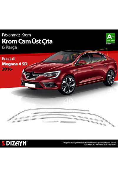1_org_zoom-6846.jpg S-Dizayn Renault Megane 4 SD Krom Cam Üst Çıtası 6 Prç. 2016 Üzeri 7032071 - Görsel 1