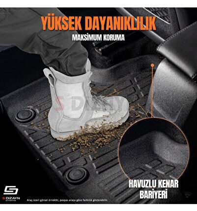 S-Dizayn Mercedes C Serisi W205 3D Pro Havuzlu Paspas 2014-2020 A+ Kalite