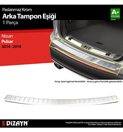 S-Dizayn Nissan Pulsar HB Krom Arka Tampon Eşiği 2014-2018 6610020