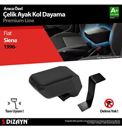 S-Dizayn Fiat Siena Kol Dayama Kolçak Çelik Ayaklı ABS Siyah 1996-2011 A+Kalite KLC-CA-SY-5898-K8
