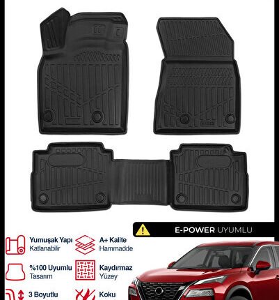 S-Dizayn Nissan X-Trail E-Power 3D Pro Havuzlu Paspas 2021 Üzeri A+ Kalite 3DS-SDZ050