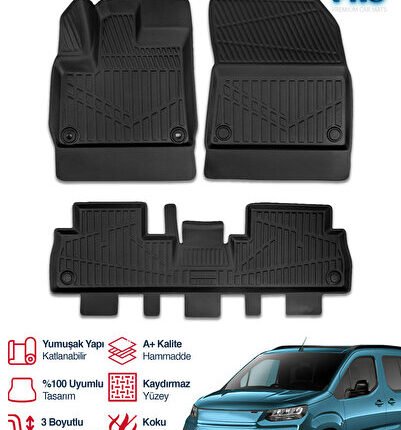 S-Dizayn Fiat Doblo 3D Pro Havuzlu Paspas 2023 Üzeri A+ Kalite