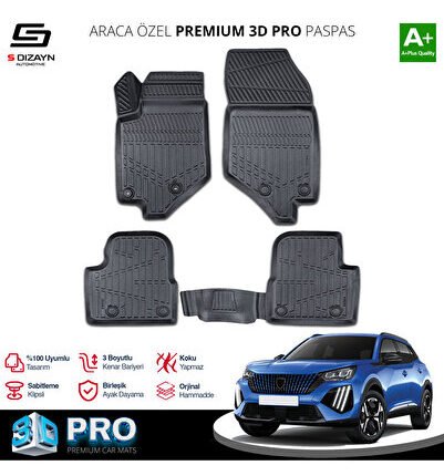 S-Dizayn Peugeot 2008 Elektrikli 3D Pro Havuzlu Paspas 2022 Üzeri A+ Kalite