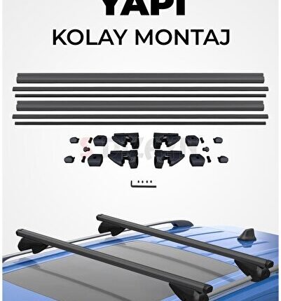 S-Dizayn Volvo V70 Estate S-Bar Atlas V1 Ara Atkı Tavan Taşıyıcı Barı Siyah 130 Cm 2000-2007 A+ Kali