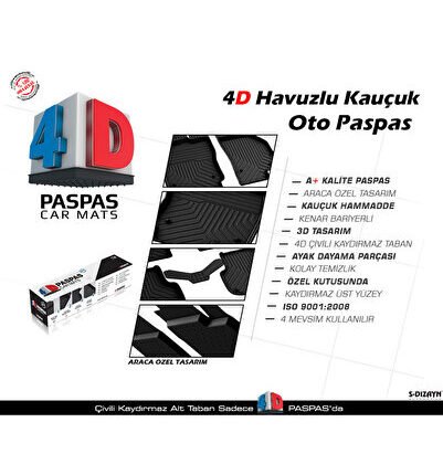 S-Dizayn Ford Fiesta 4D Havuzlu Paspas 2017-2023 A+ Kalite