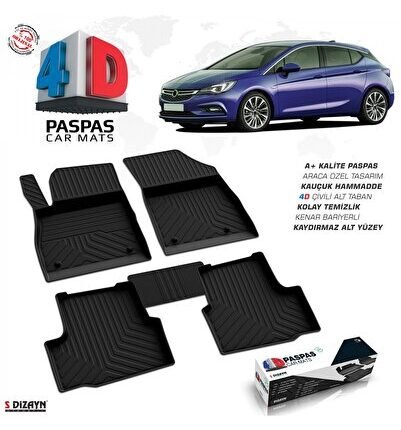 S-Dizayn Opel Astra K 4D Havuzlu Paspas 2015-2022 A+Kalite