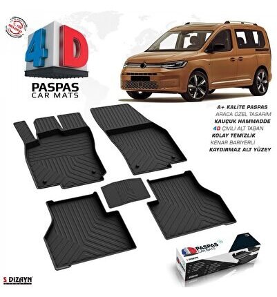 S-Dizayn VW Caddy 4D Havuzlu Paspas 2020 ve Üzeri A+Kalite