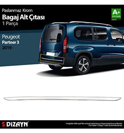S-Dizayn Peugeot Partner 3 Krom Bagaj Alt Çıtası 2019 Üzeri 6936050