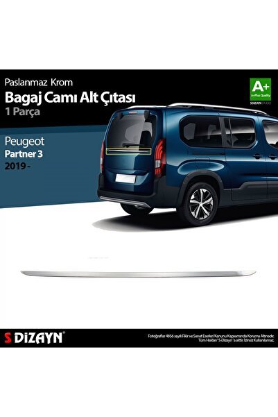 1_org_zoom-7975.jpg S-Dizayn Peugeot Partner 3 Krom Bagaj Camı Alt Çıtası 2019 Üzeri - Görsel 1