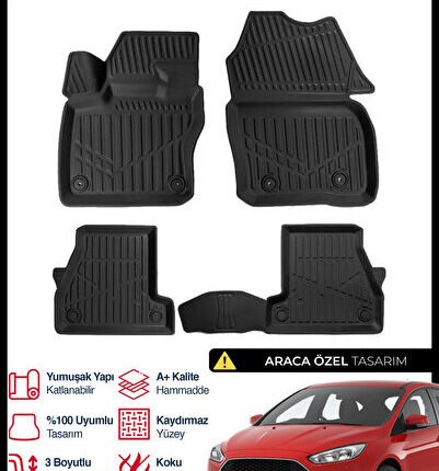 S-Dizayn Ford Focus 3 Makyajlı 3D Pro Havuzlu Paspas 2014-2019 A+ Kalite 3DS-SDZ231