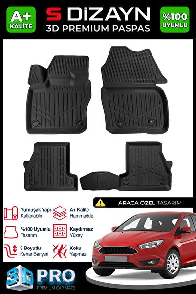 1_org_zoom-7989.jpg S-Dizayn Ford Focus 3 Makyajlı 3D Pro Havuzlu Paspas 2014-2019 A+ Kalite 3DS-SDZ231 - Görsel 1