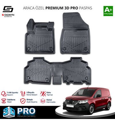S-Dizayn Renault Kangoo 3D Pro Havuzlu Paspas 2024 Üzeri A+ Kalite