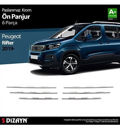 S-Dizayn Peugeot Rifter Krom Ön Panjur 6 Prç. 2019-2023
