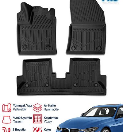 S-Dizayn Bmw 3 Serisi F30 3D Pro Havuzlu Paspas 2012-2019 A+ Kalite