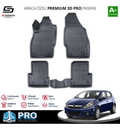 S-Dizayn Opel Corsa D 3D Pro Havuzlu Paspas 2006-2014 A+ Kalite