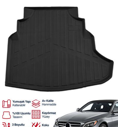 S-Dizayn Mercedes C200 W205 3D Pro Plastik Setli Bagaj Havuzu 2014-2021 A+ Kalite