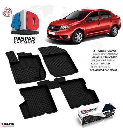 S-Dizayn Dacia Logan 2 4D Havuzlu Paspas 2013-2020 A+Kalite 4DS-01078-A