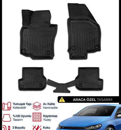 S-Dizayn VW Scirocco 3D Pro Havuzlu Paspas 2008 Üzeri A+ Kalite 3DS-SDZ162