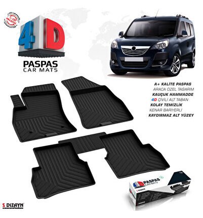 S-Dizayn Opel Combo D 4D Havuzlu Paspas 2012-2018 A+Kalite 4DS-84927