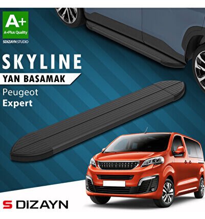 Peugeot Expert 3 Kısa Şase Skyline Siyah Yan Basamak 213 Cm 2016 Üzeri A+ Kalite PE-EX3-KS-YBS-SKY-S
