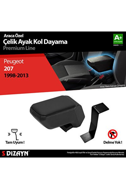 1_org_zoom-9145.jpg S-Dizayn Peugeot 207 Kol Dayama Kolçak Çelik Ayaklı ABS Siyah 2006-2014 A+Kalite KLC-CA-SY-6904-K14 - Görsel 1