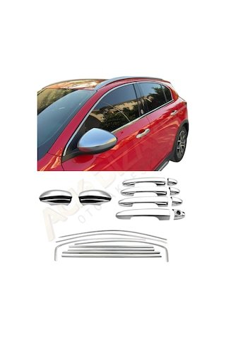 IMG-1638218673463557137.jpg Fiat Egea 3'lü Krom Premium Set Cam Çerçevesi Tamtur-krom Ayna Kapağı-krom Kapı Kol A+ - Görsel 1