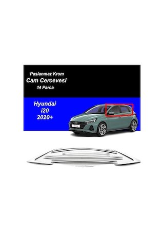 IMG-1684281990611824586.jpg Hyundai İ20 Cam Çıtası Komple Set Çerçevesi Kromu Nikelajı 2020 Sonrası - Görsel 1