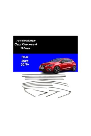 IMG-3600423421418952181.jpg Seat İbiza Cam Çıtası Komple Set Çerçevesi Kromu Nikelajı 2017 Sonrası - Görsel 1