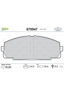 VALEO 670947 ÖN BALATA HYUNDAI HILUX III PICKUP 2.5D-4D 4×4 (12/2