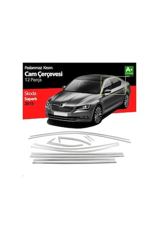 IMG-4362555351175736899.jpg Skoda Superb Krom Cam Çerçeve Seti 12 Prç 2015-2022 - Görsel 1