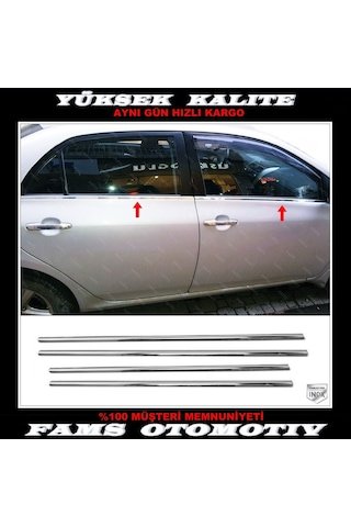 IMG-548356993103616817.jpg Toyota Corolla Uyumlu Krom Cam Alt Çıta 4 Kapı 4 Prç P.Çelik 2007-2013 - Görsel 1