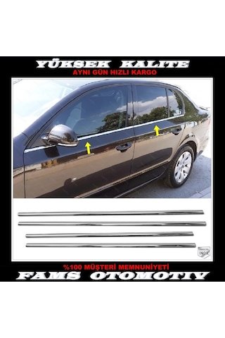 IMG-6986195183773416523.jpg Skoda Superb Paslanmaz Krom Cam Çıta 4 Prç 2008-2015 Arası - Görsel 1