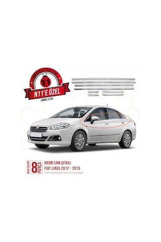 IMG-7432064156793383969.jpg Fiat Linea Krom Cam Çıtası 8 Parça 2012 ve Üzeri - Görsel 1