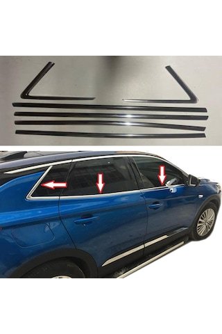 IMG-8415215854935854338.jpg Opel Grandland X Cam Çıtası Komple Set Çerçevesi Kromu Nikelajı - Görsel 1