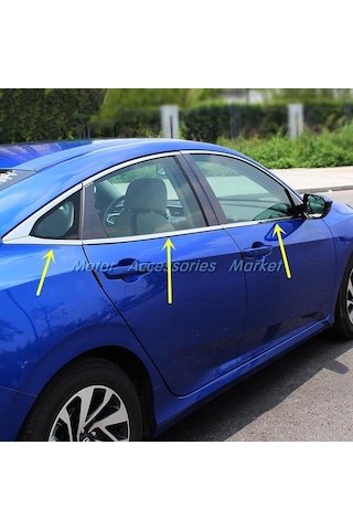 IMG-865414415781170334.jpg Honda Civic Fc5 Uyumlu Cam Kenar Krom Çerçevesi Çıtası Nikejal 20 - Görsel 1