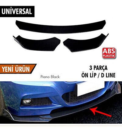 Hyundai Elantra 2010-2015 3 Parça Piano Black Lip Premium Ön Tampon Eki