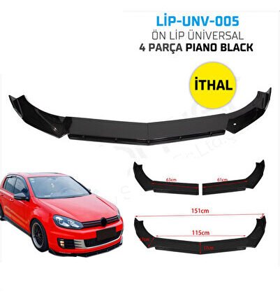 Mercedes 611 Uyumlu Race 4 Parça Piano Black Tampon Eki İthal Ön Lip