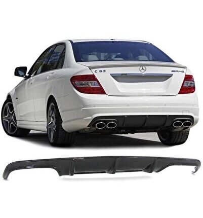 Mercedes C Uyumlu Serisi W204 (2008-2011) Makyajsız Arka Tampon Eki - Difüzör (Plastik)