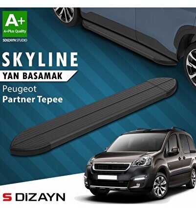 S-Dizayn Peugeot Partner 2 Tepee Skyline Siyah Yan Basamak 193 Cm 2008-2018 A+ Kalite