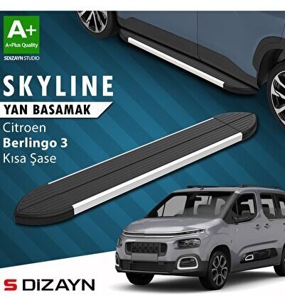 S-Dizayn Citroen Berlingo 3 Kısa Şase Skyline Aluminyum Yan Basamak 203 Cm 2018 Üzeri A+ Kalite