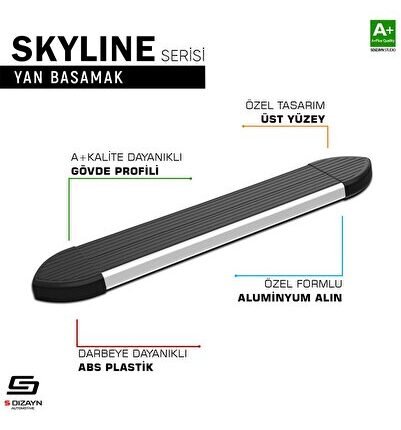 S-Dizayn Land Rover Range Rover Velar Skyline Aluminyum Yan Basamak 193 Cm 2017 Üzeri A+ Kalite