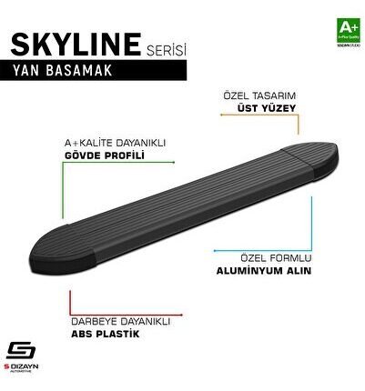 S-Dizayn Renault Kangoo Skyline Siyah Yan Basamak 183 Cm 1998-2007 A+ Kalite