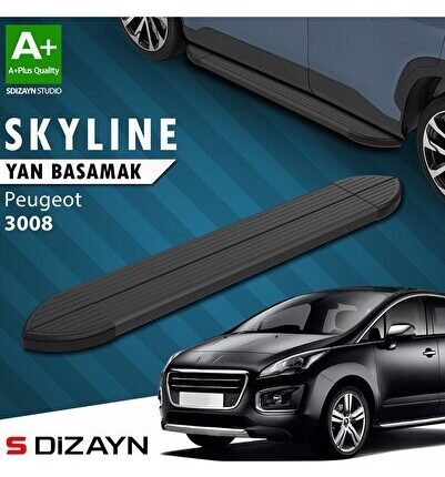 S-Dizayn Peugeot 3008 Skyline Siyah Yan Basamak 183 Cm 2009-2013 A+ Kalite