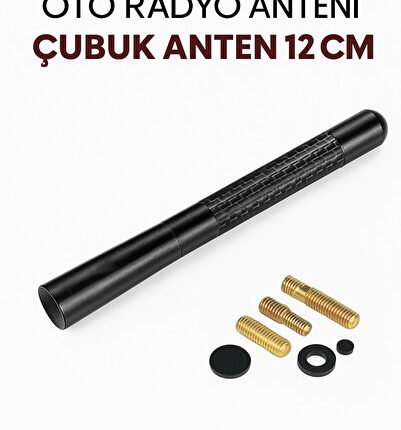 Dacia Duster Uyumlu Karbon Fiber Oto Radyo Anteni Çubuk Anten 12 Cm